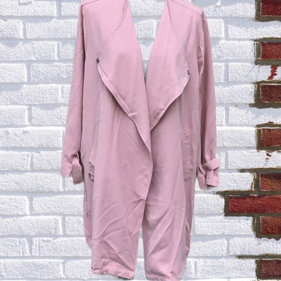 BLUSH PINK DETAILED LONG OPEN STYLE JACKET - Picture 4 of 9